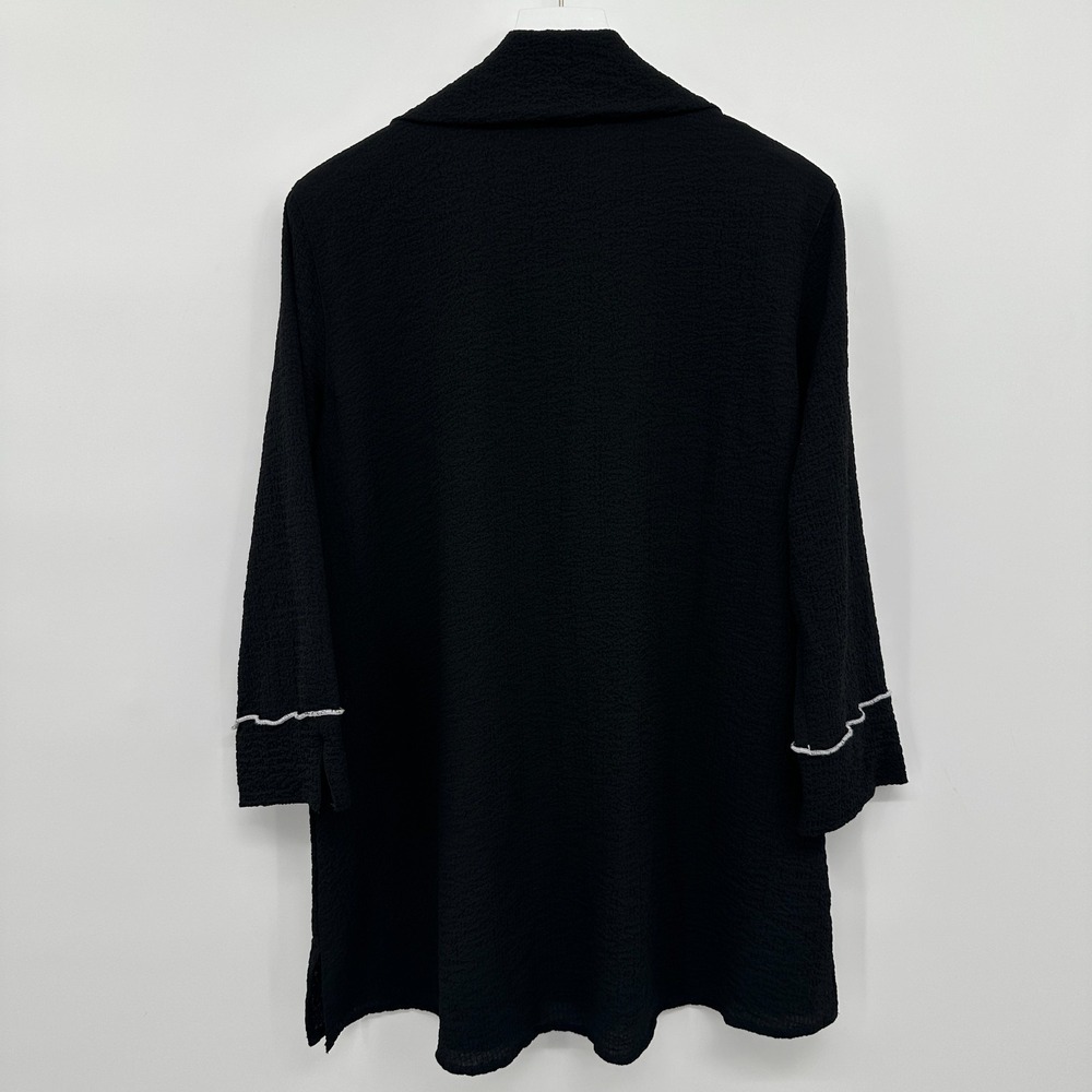 Ali Miles Tunic Jacket Top Shirt Medium Stretch Crinkle 3/4 Sleeves Witchy Artsy - Picture 9 of 14